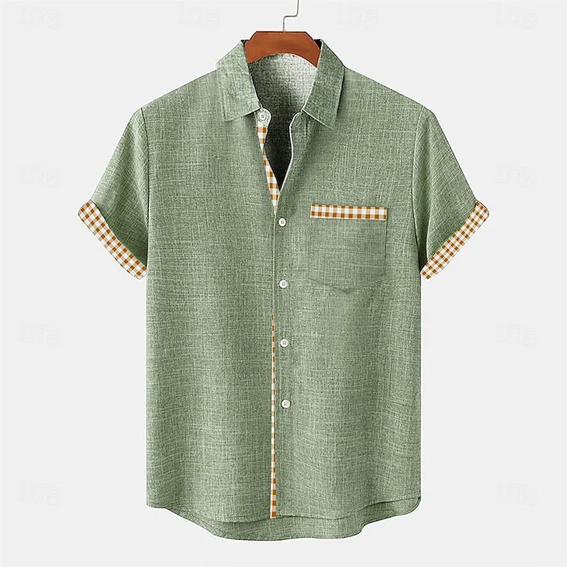 Men's Button-Up Shirt With Gingham Trim