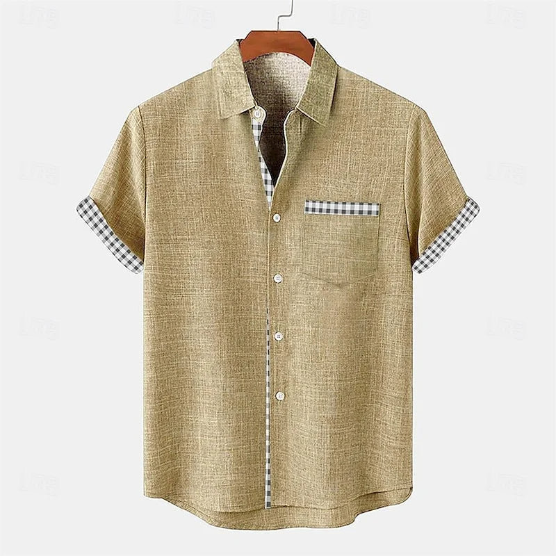 Men's Button-Up Shirt With Gingham Trim