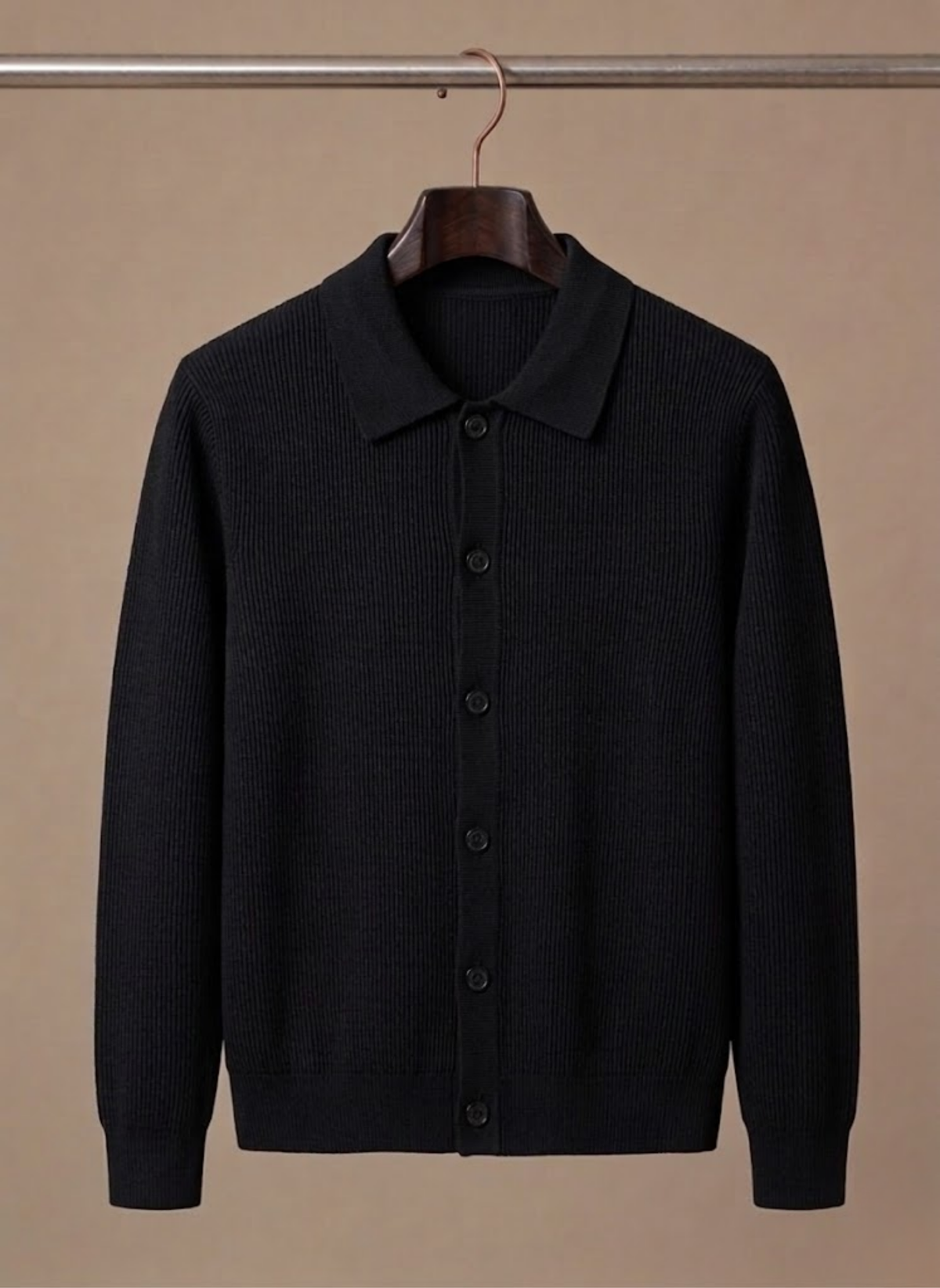 Men's relaxed cardigan styled as an everyday layering piece