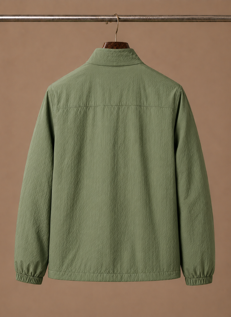 Side view of men's mesh-lined outerwear