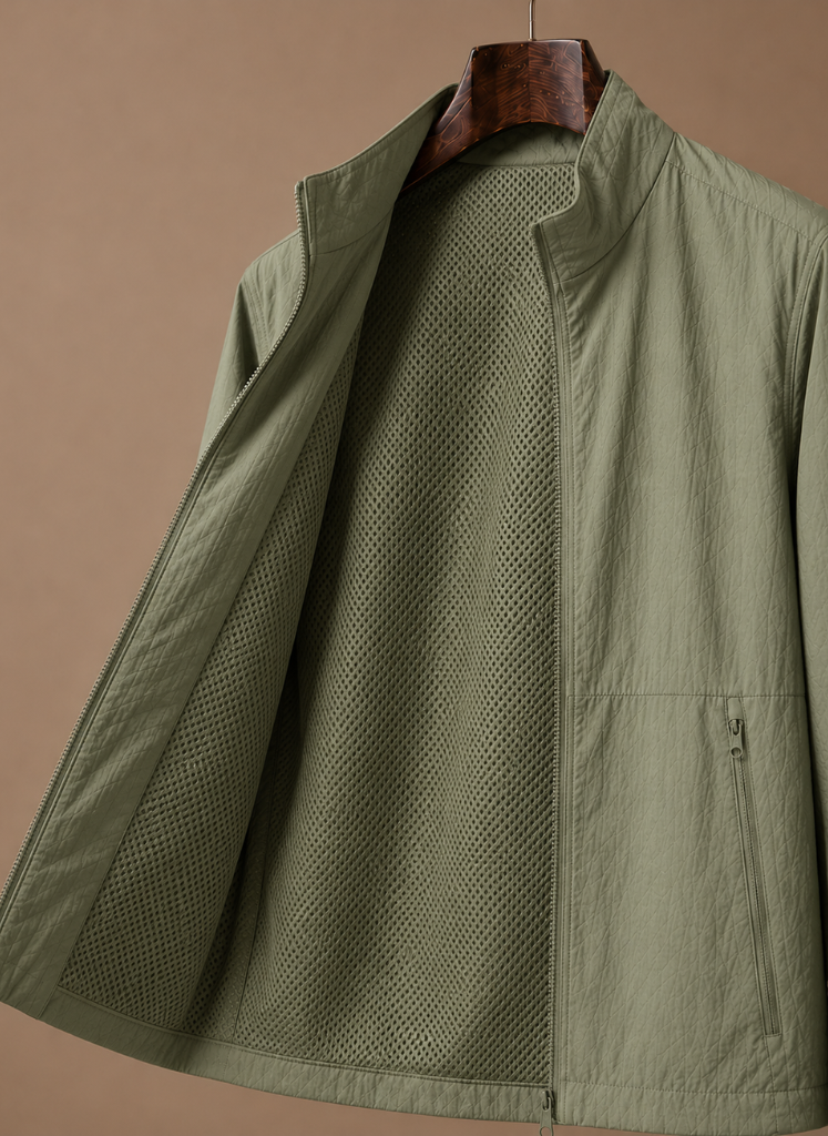 Back view of the men's bomber jacket