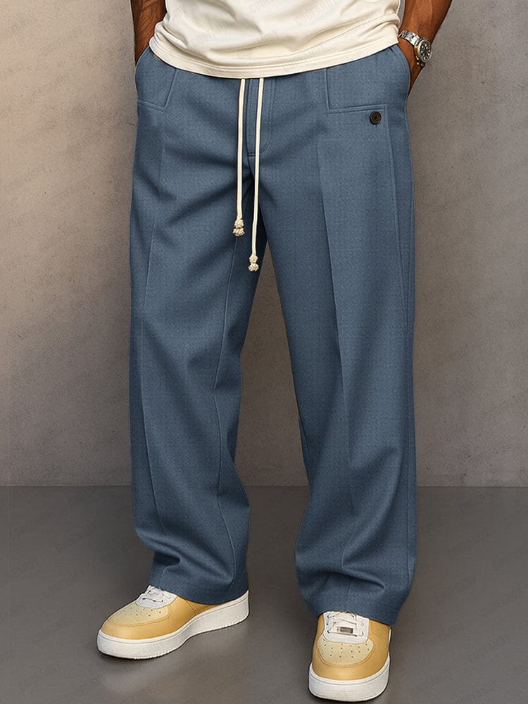 Men's Straight-Leg Trousers With Drawstring Waist