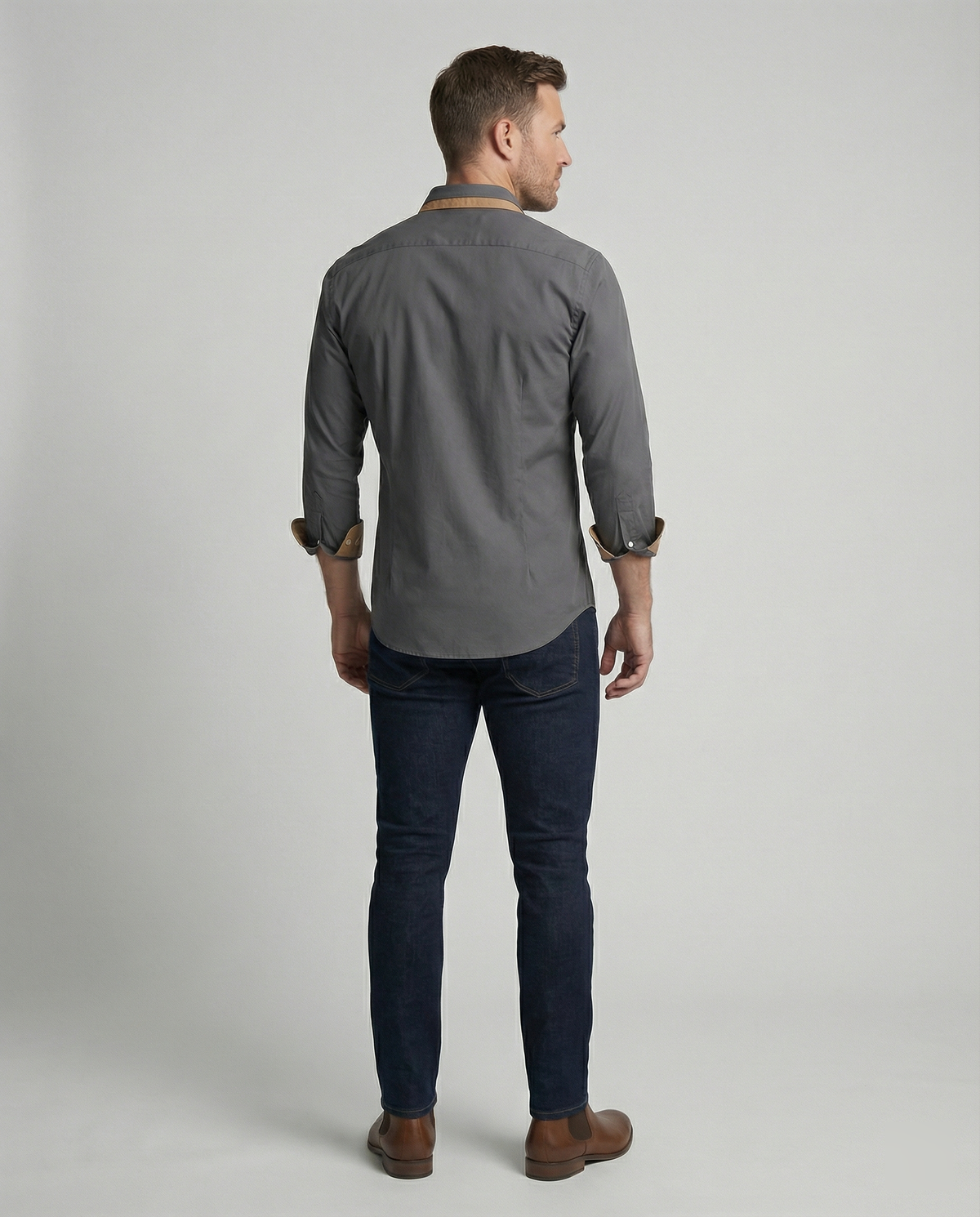 Side view of the classic men's fall shirt