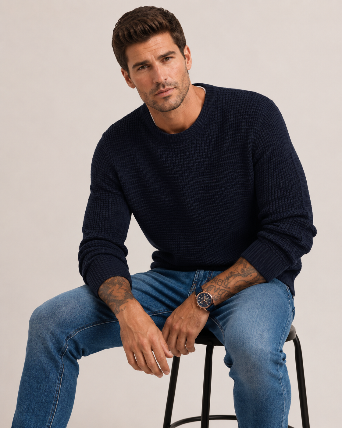 Back view of the men's knit pullover sweater