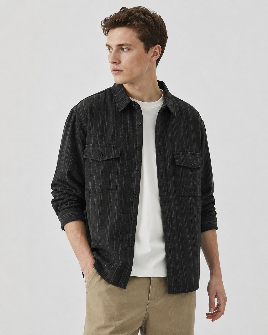Men's overshirt styled as a casual layering piece