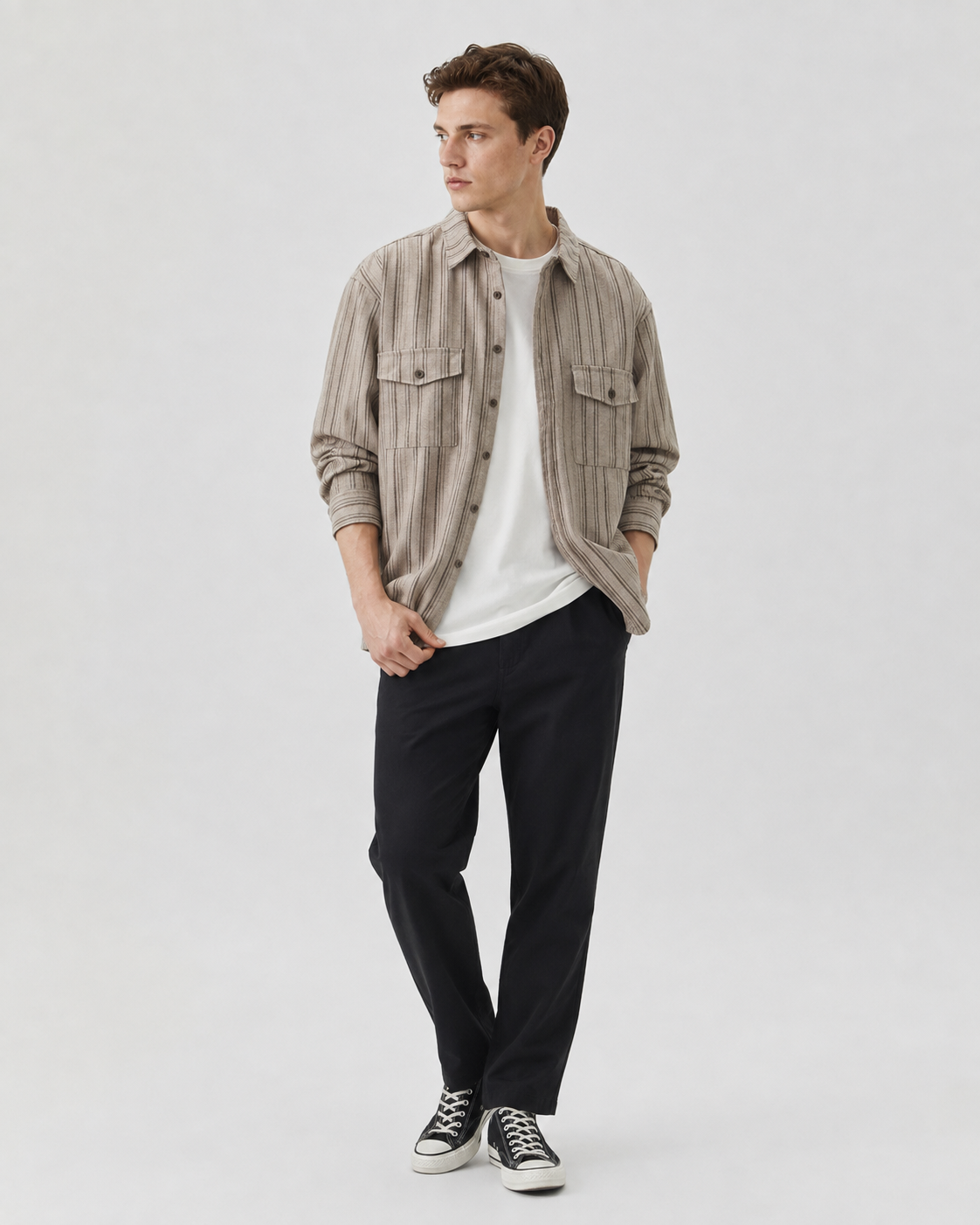 Men's textured overshirt displayed from the back