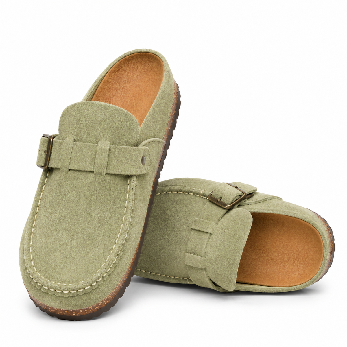 Top view of men's suede slip-on shoes