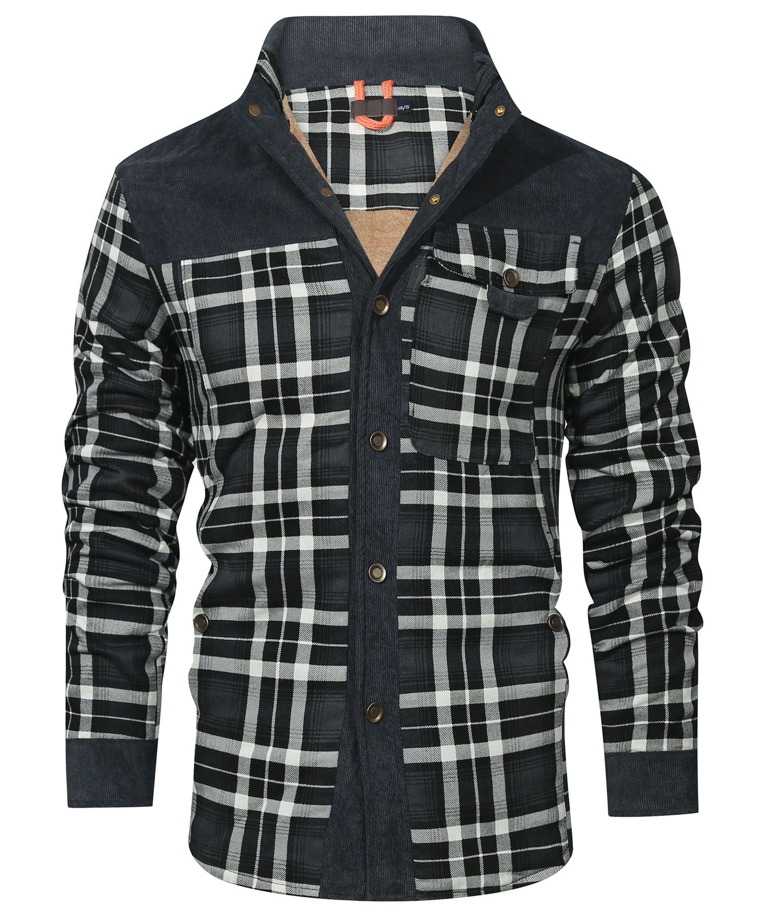 Men's Plaid Flannel Jacket With Faux Fur Lining