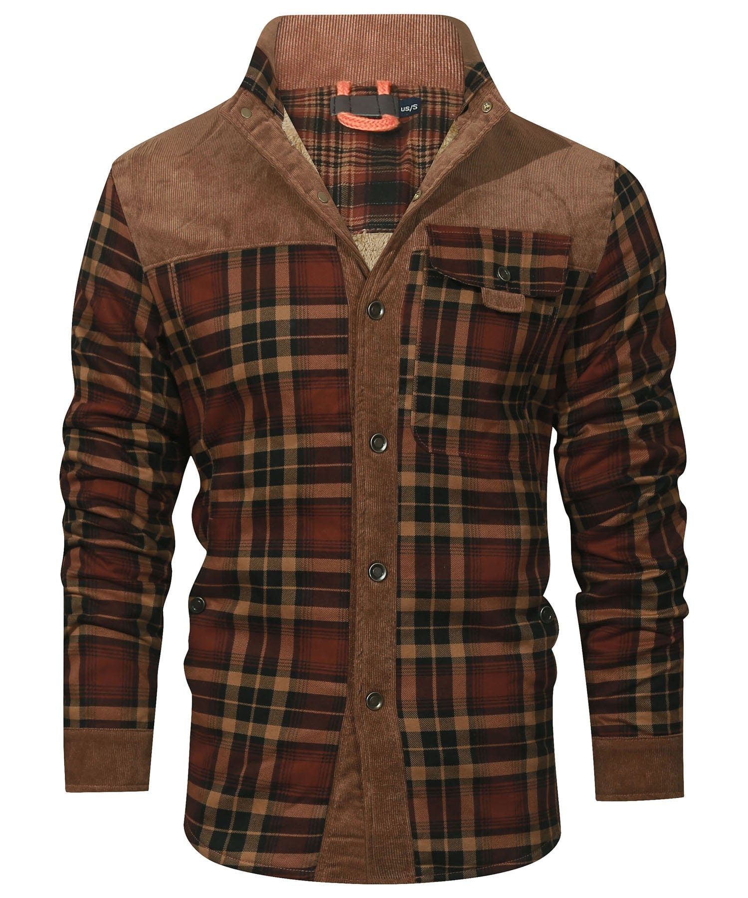 Men's Plaid Flannel Jacket With Faux Fur Lining