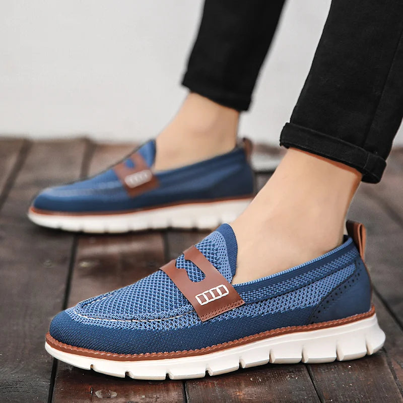 Front view of men's slip-on penny loafers