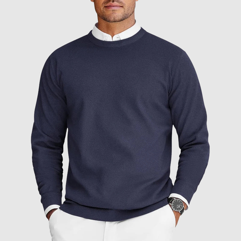 Men's versatile crew neck sweater styled for everyday wear