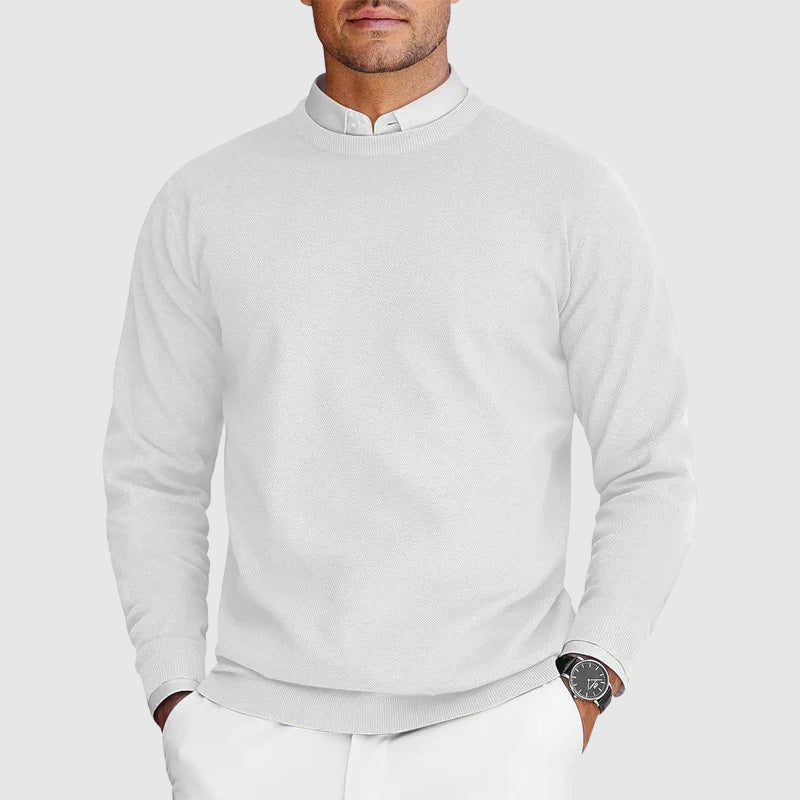 Men's crew neck layering sweater with a clean pullover design