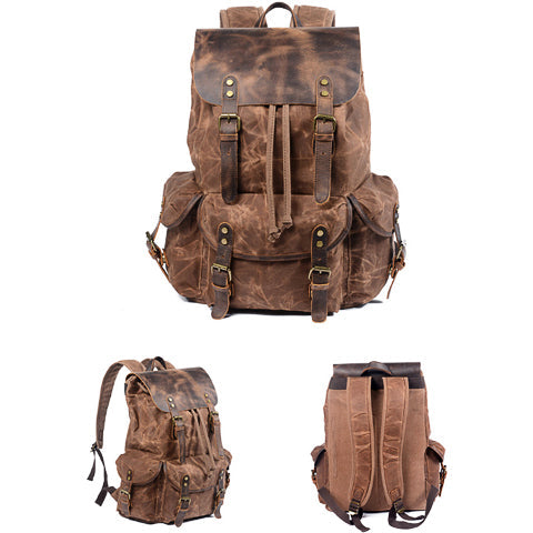 Vintage travel backpack in canvas styled for everyday carry and trips