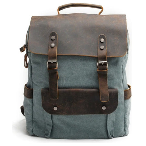 Vintage Canvas Leather Backpack for Work and Travel