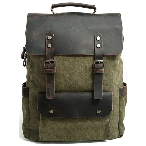 Vintage Canvas Leather Backpack for Work and Travel