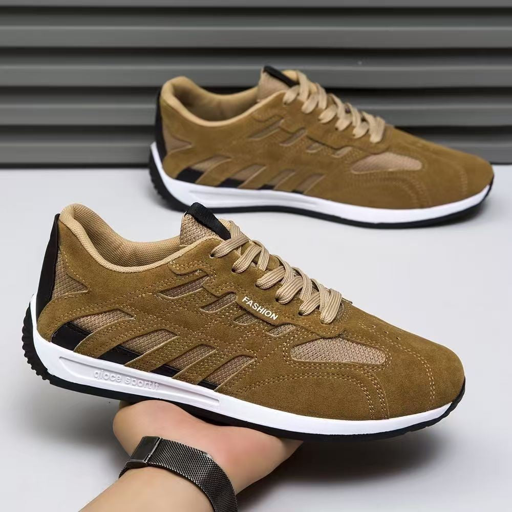 Men's suede sneakers with lace-up closure