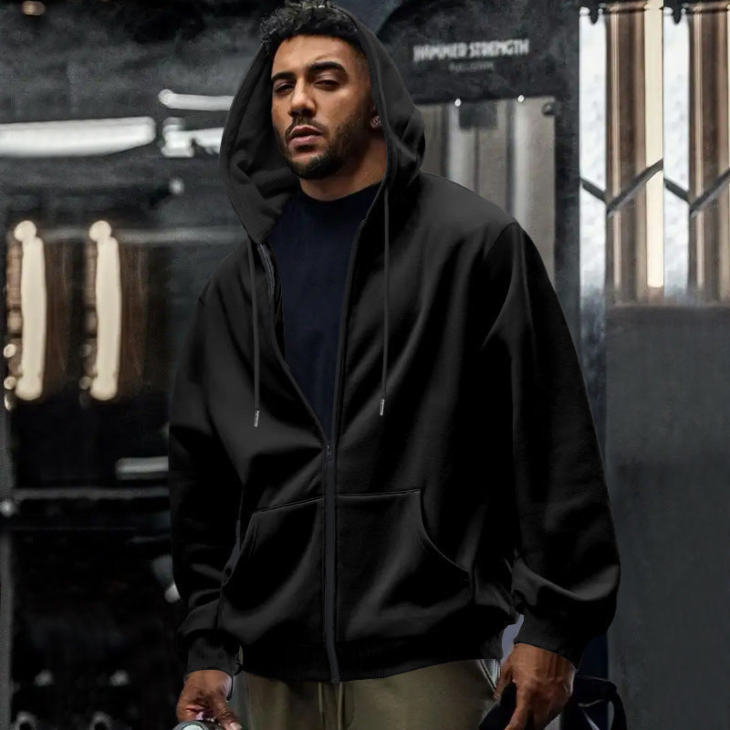 Detail view of the ribbed cuff on the men's oversized hoodie