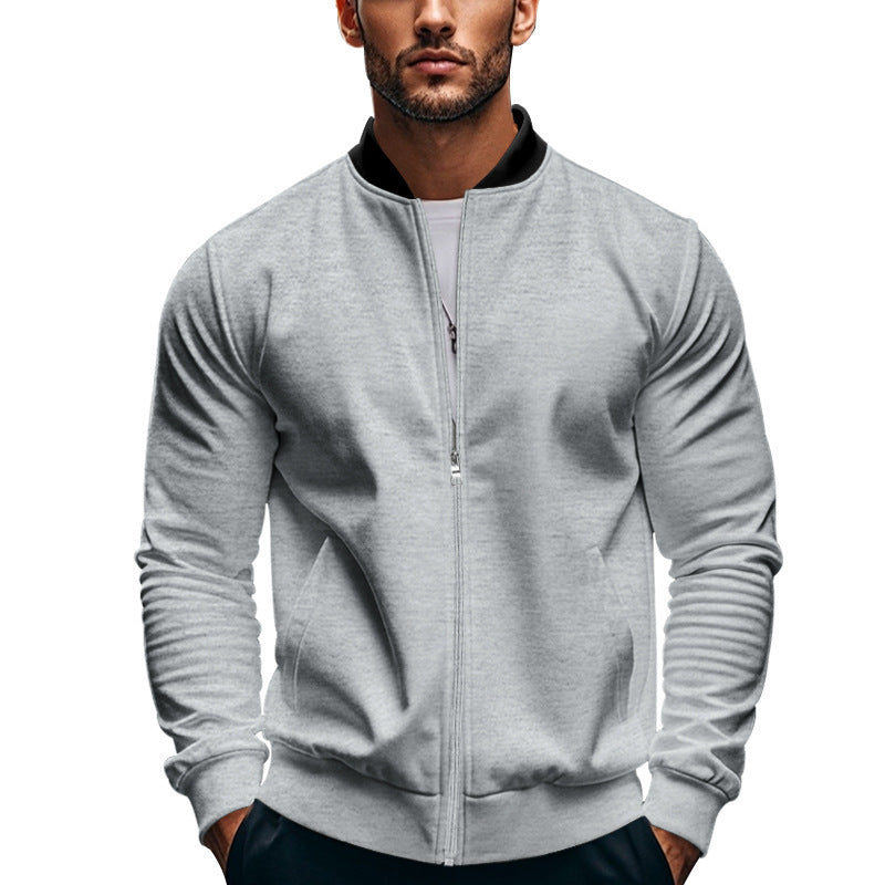 Side view of the slim-fit sweat bomber jacket