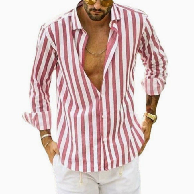 Men's button-front shirt featuring a classic Kent collar