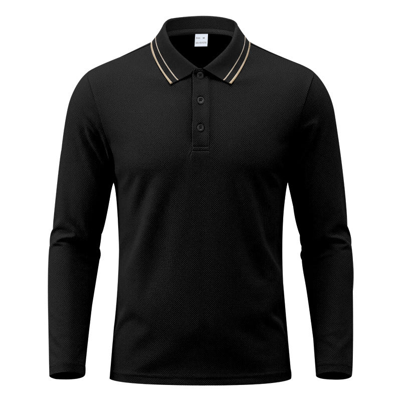 Men's Long-Sleeve Piqué Polo Shirt With Contrast Collar