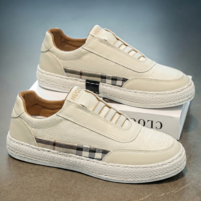 Men's linen espadrille sneakers styled as casual everyday footwear