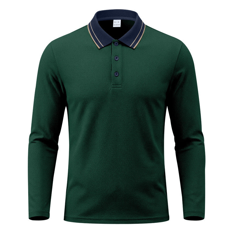 Men's Long-Sleeve Piqué Polo Shirt With Contrast Collar