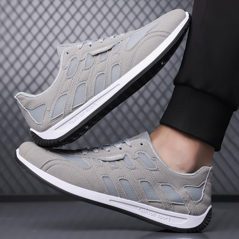 Detailed view of the sole on men's suede sneakers