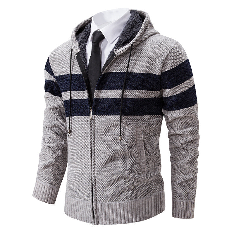 Men's Knit Hooded Jacket With Teddy Fleece Lining
