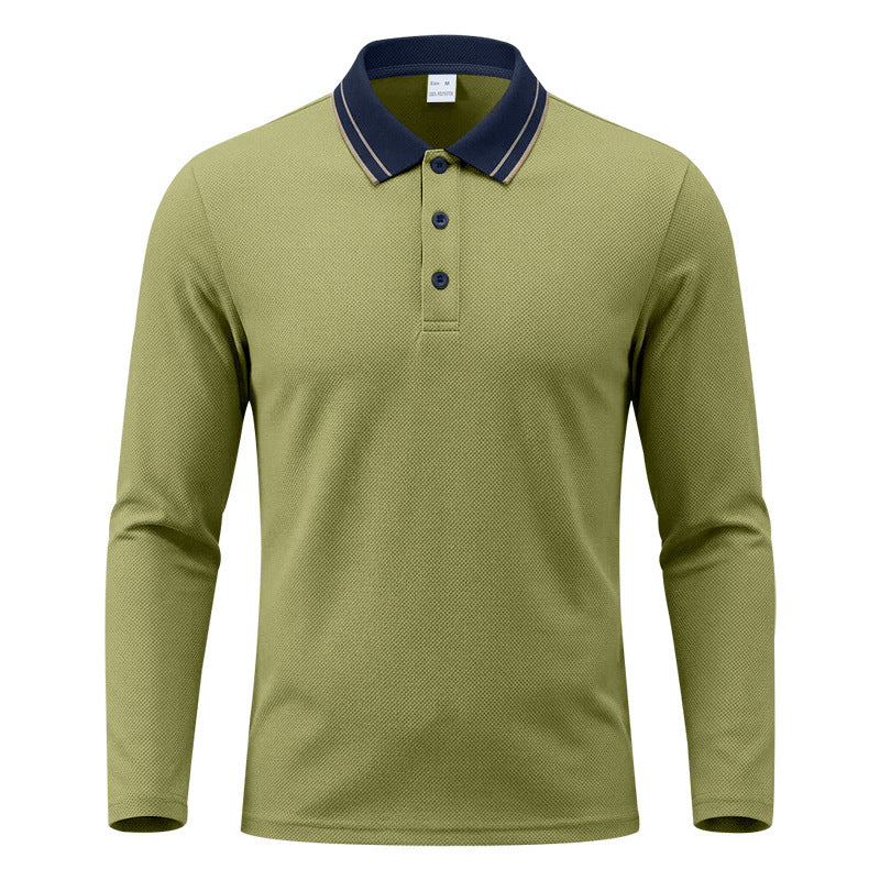 Men's Long-Sleeve Piqué Polo Shirt With Contrast Collar