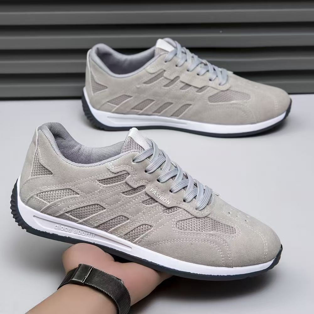 Side profile of casual men's suede footwear