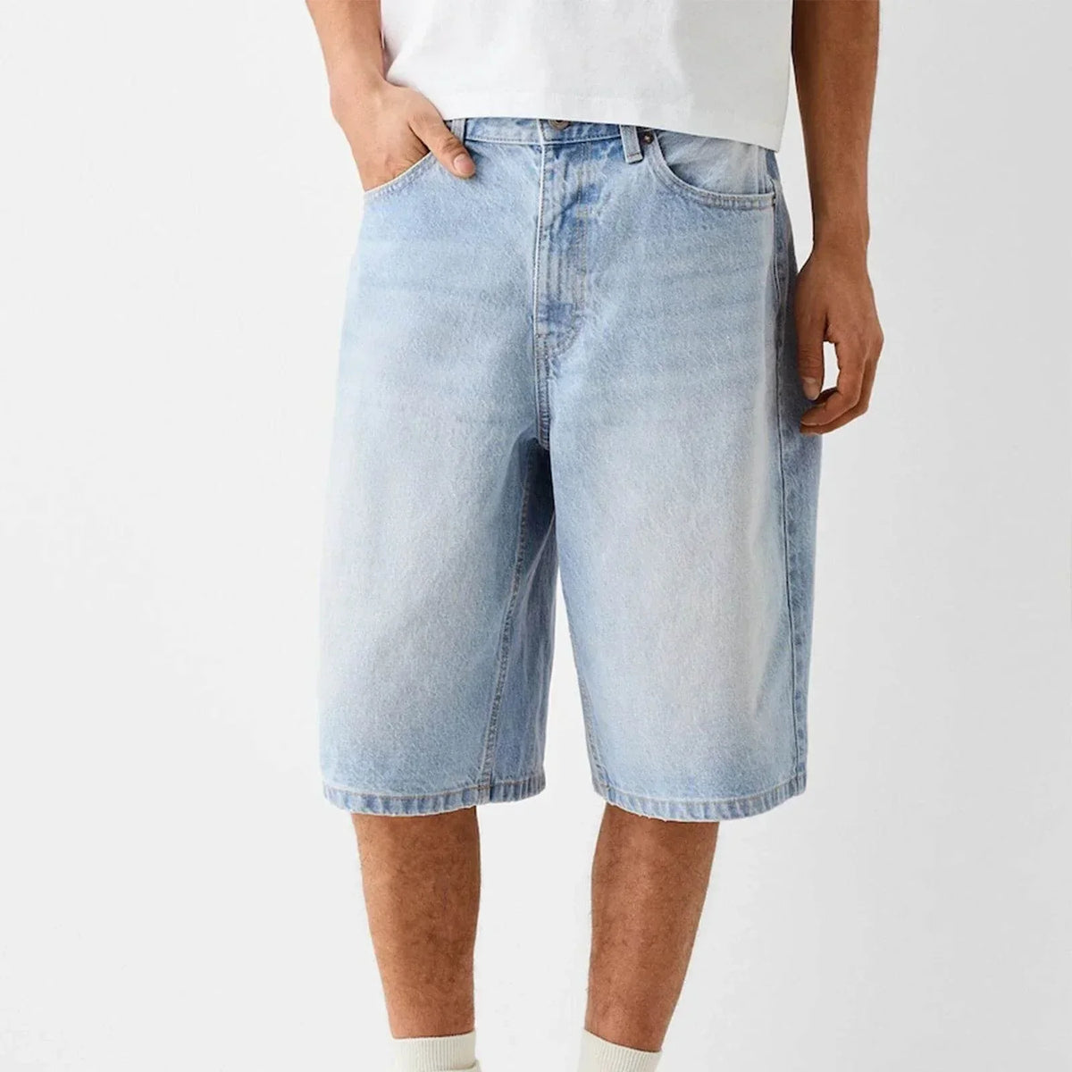 Men's Baggy Denim Shorts Below The Knee