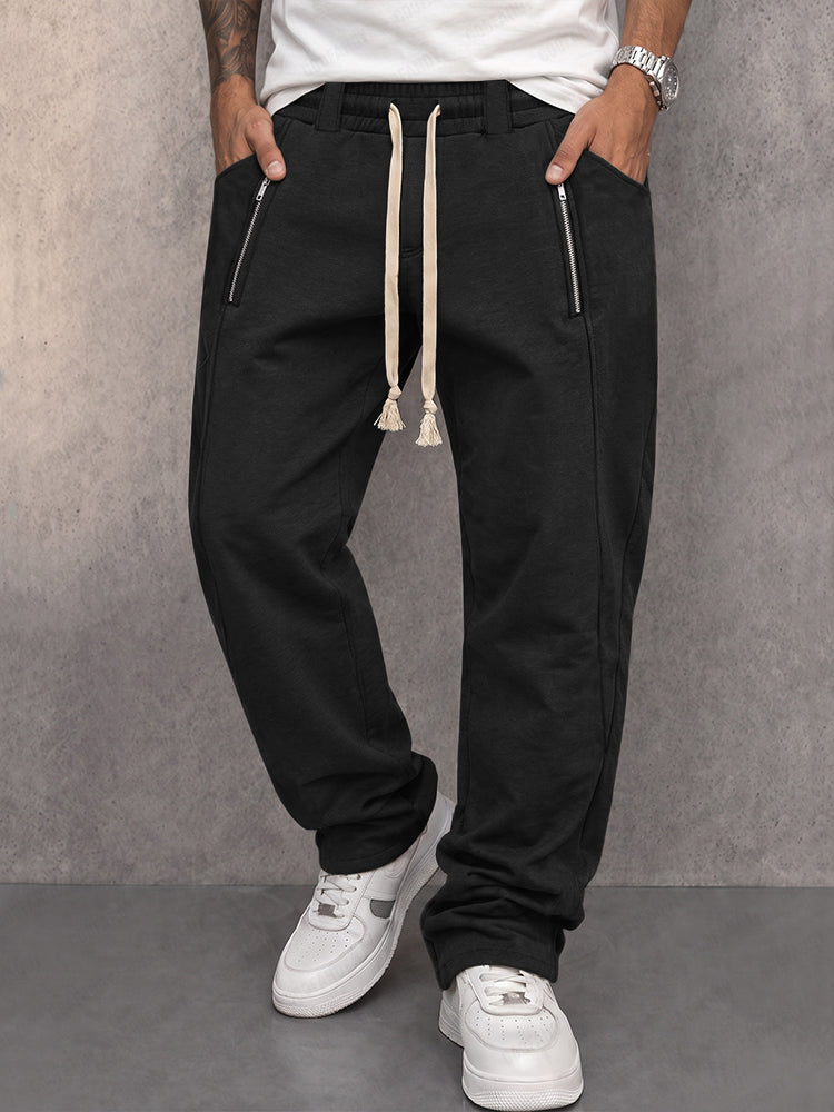 Men's Zipper Pocket Sweatpants With Drawstring