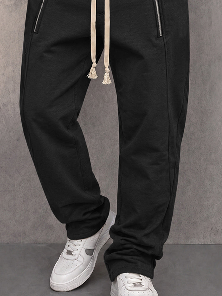 Full view of versatile men's sweatpants with zippered pockets