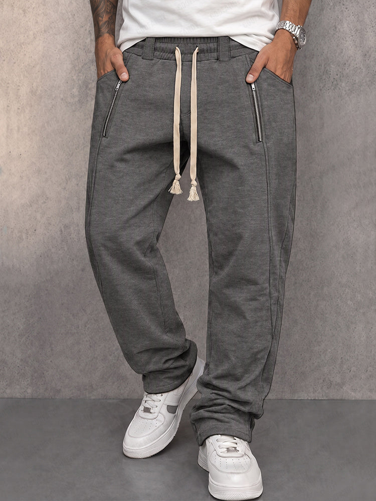 Men's Zipper Pocket Sweatpants With Drawstring