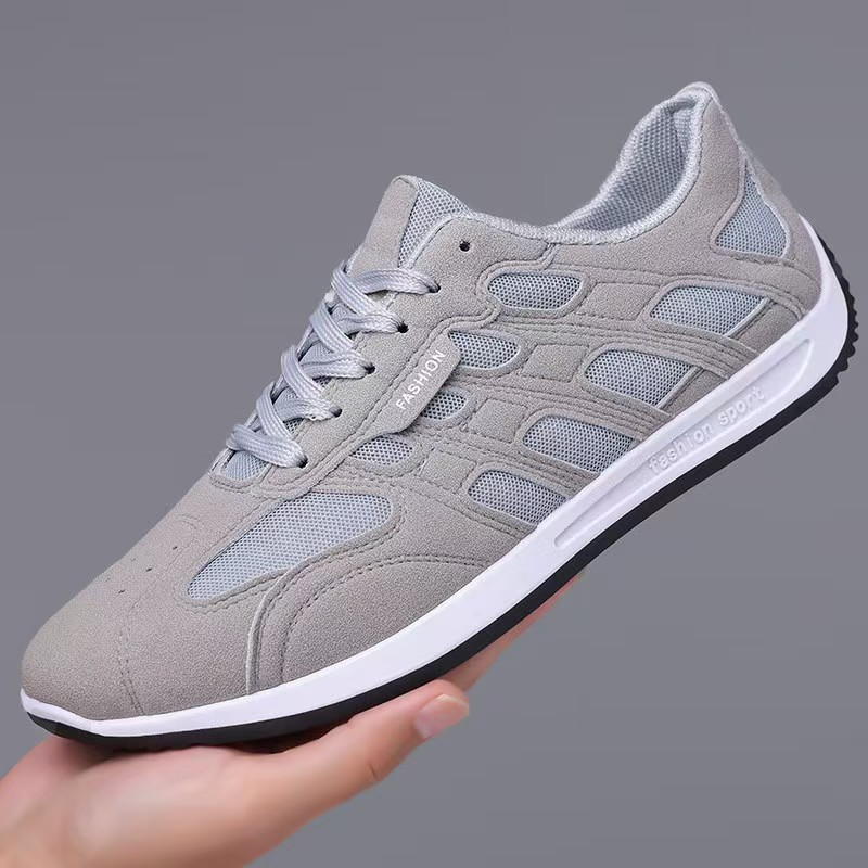 Men's suede sneakers displayed at a three-quarter angle