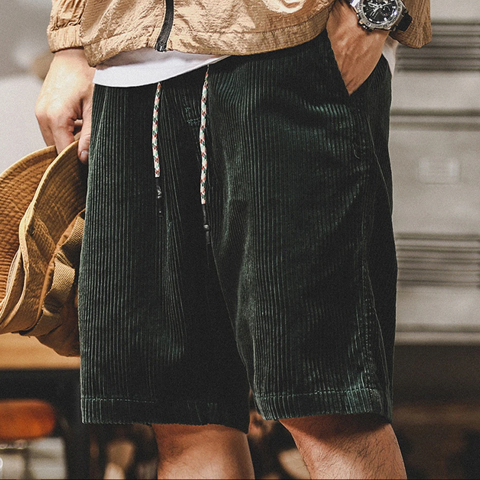 Men's corduroy summer shorts shown from the back