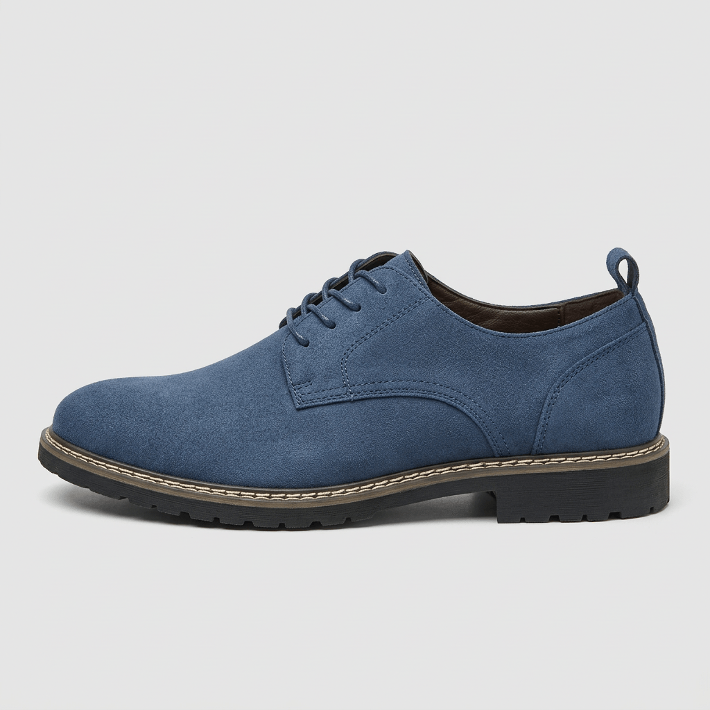 Pair of men's Oxford dress shoes showing the sleek leather upper and formal silhouette