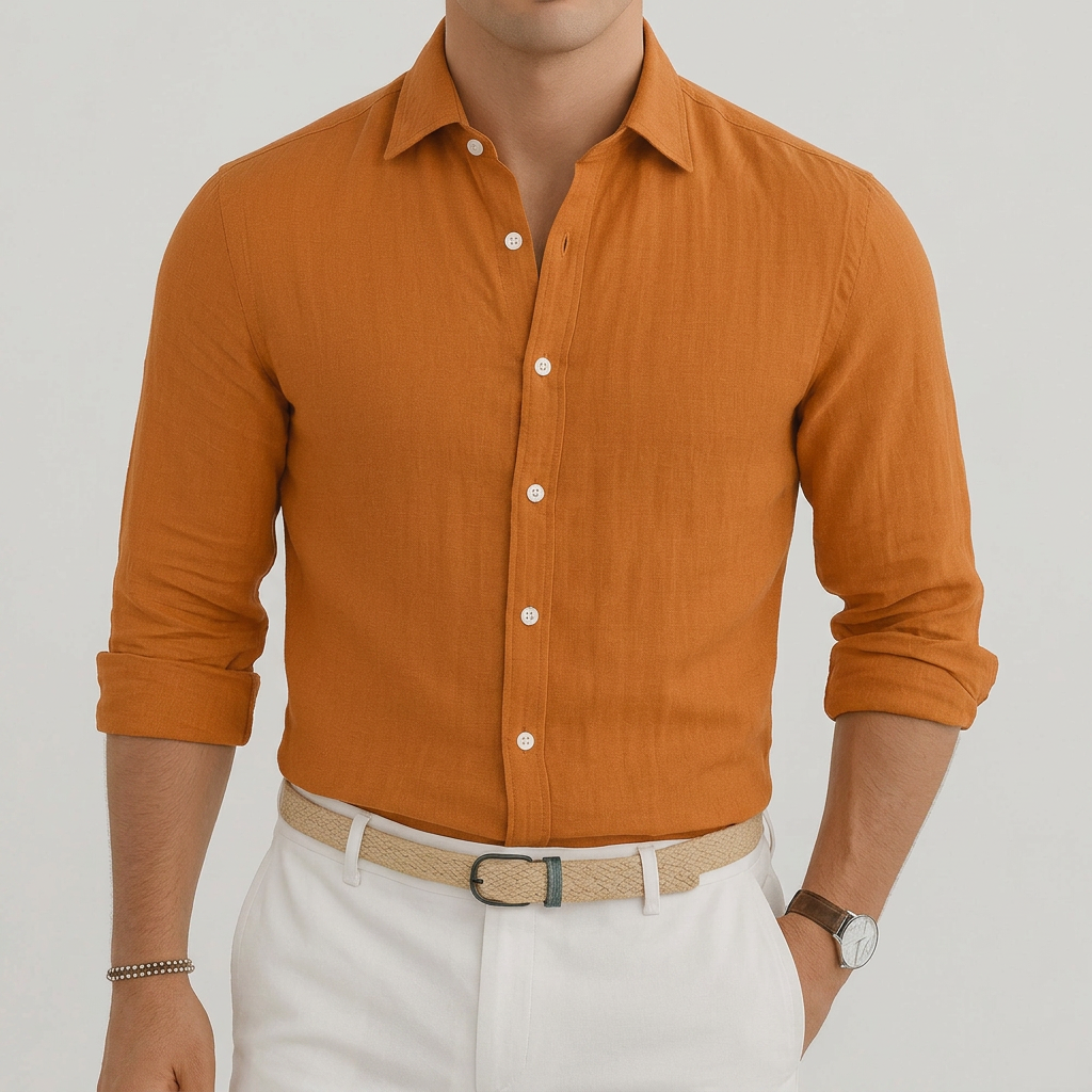Men's Linen Shirt Long Sleeve