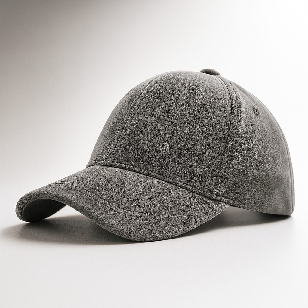 Close-up of the cap's soft suede texture
