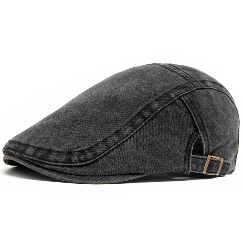 Close-up of the cotton texture on a vintage men's flat cap