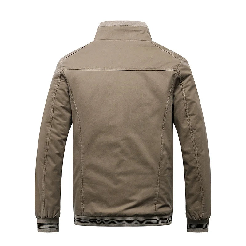 Men Cotton Casual Solid Vintage Jacket Autumn Winter