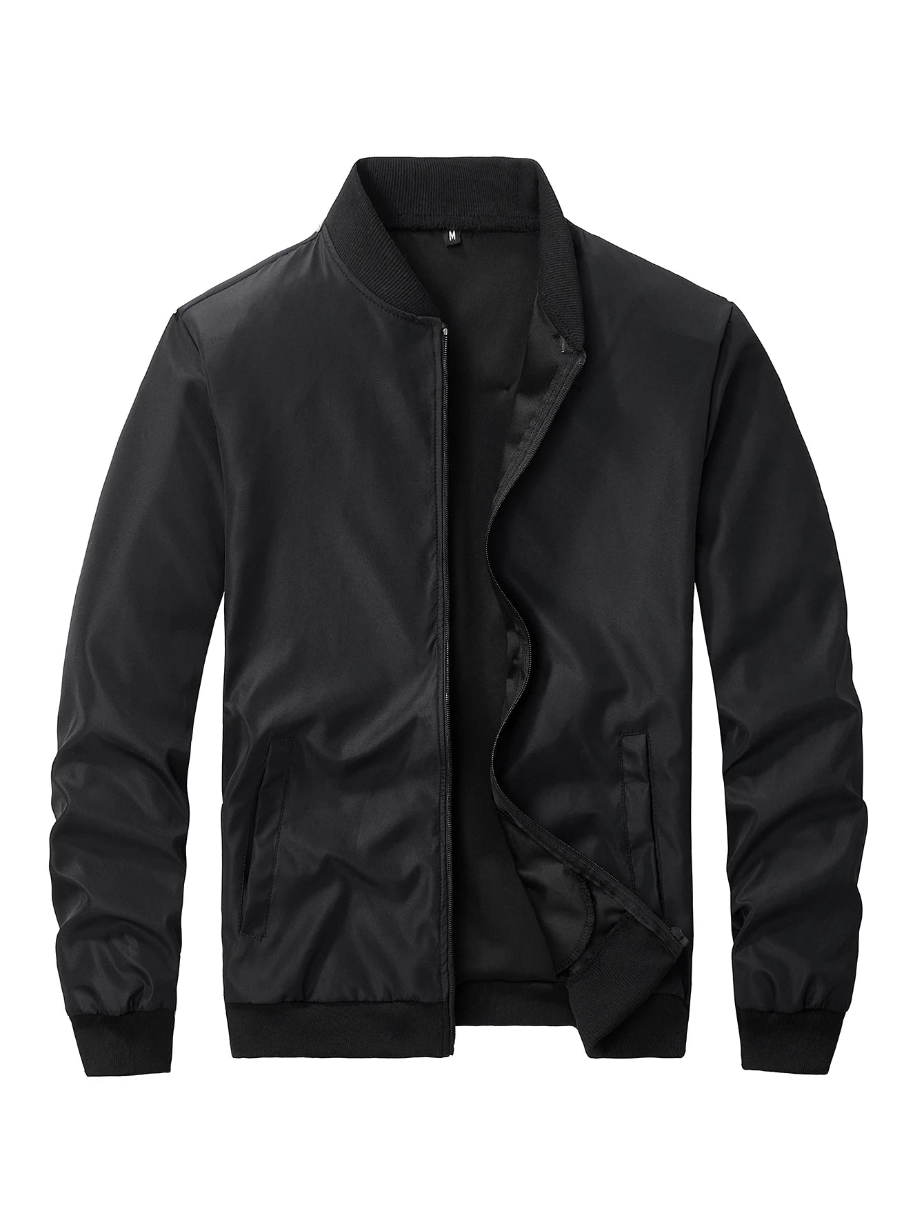Men's Baseball Collar Lightweight Loose Jacket Solid Color