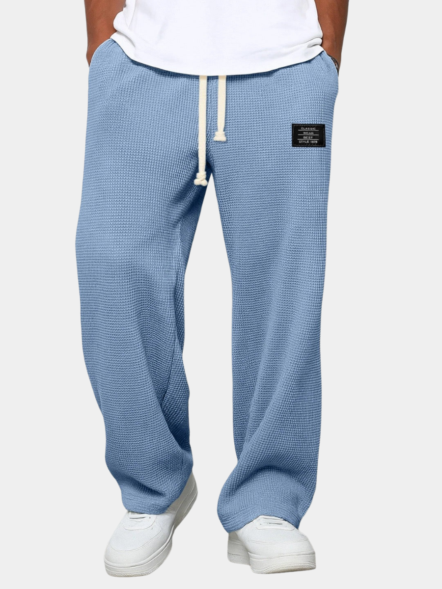 Men's relaxed fit casual pants with a drawstring waist