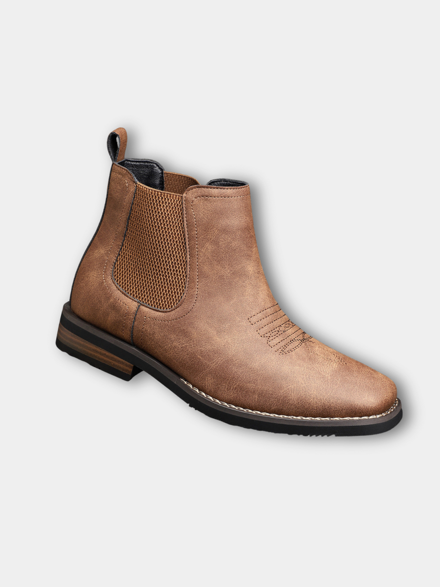 Men's classic leather boots shown from the side