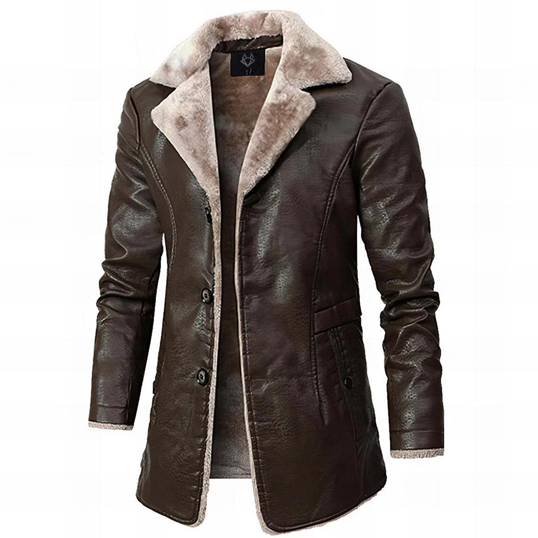 men's brown leather jacket with sherpa lining