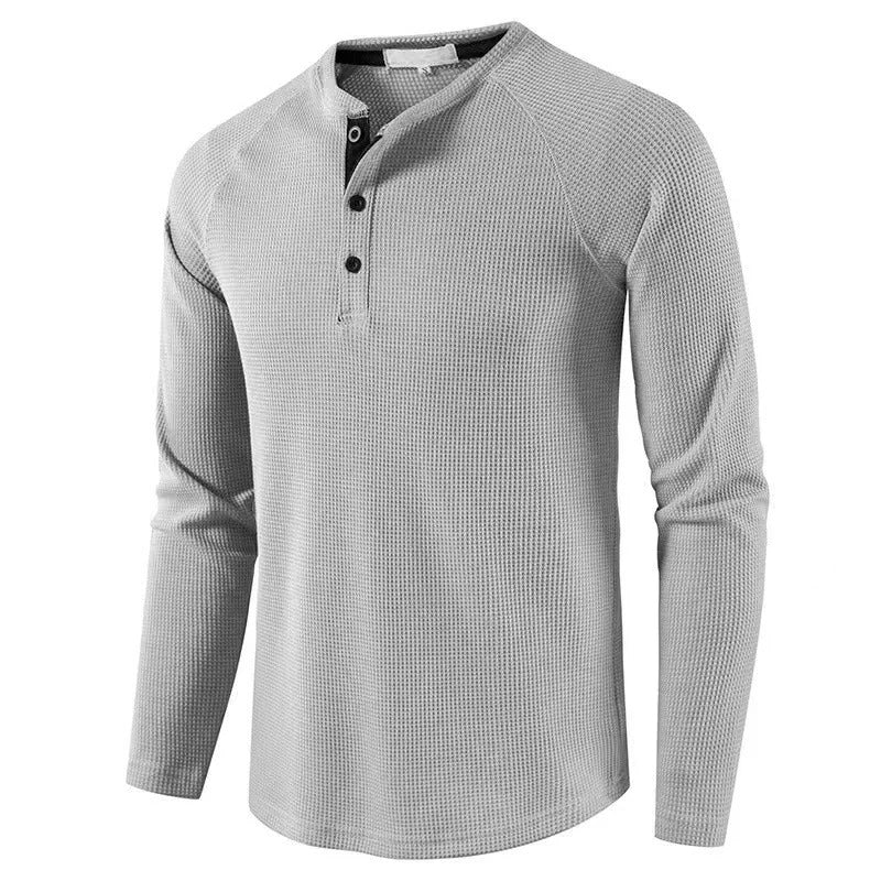 Long Sleeve Button Neck Shirt