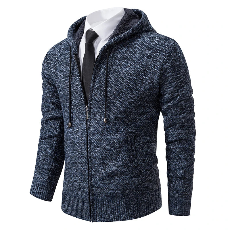 Men's Fleece Stand Collar Zipper Cardigan Sports Coat