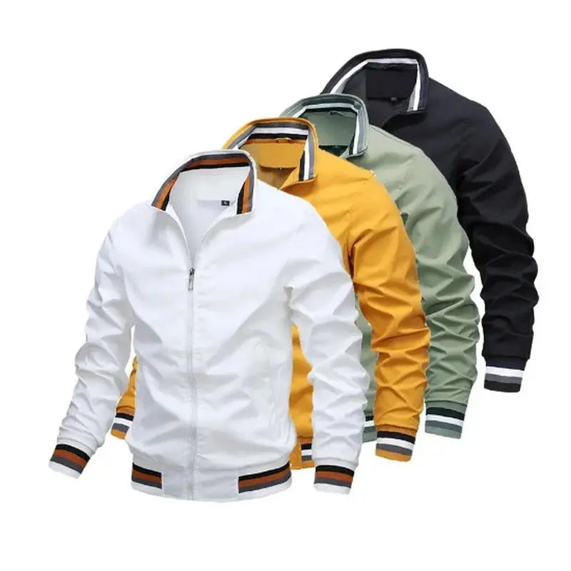 Men Waterproof Lightweight Bomber Windbreaker Jacket White