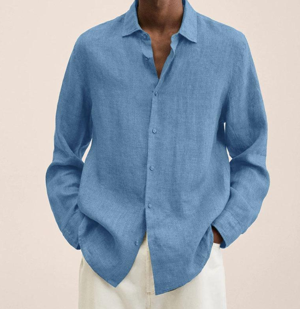 Men’s Linen-Blend Shirt With Classic Fit