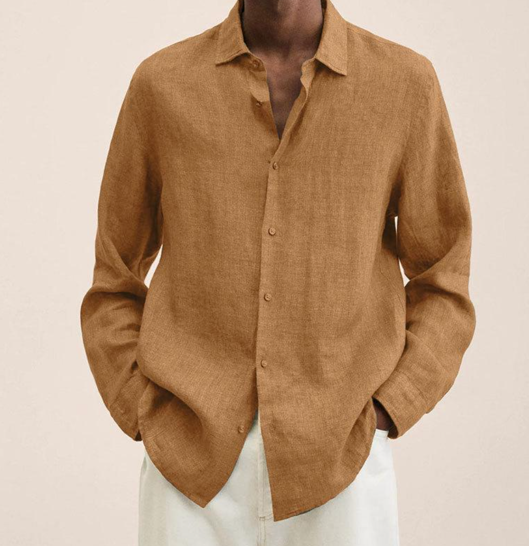 Men’s Linen-Blend Shirt With Classic Fit